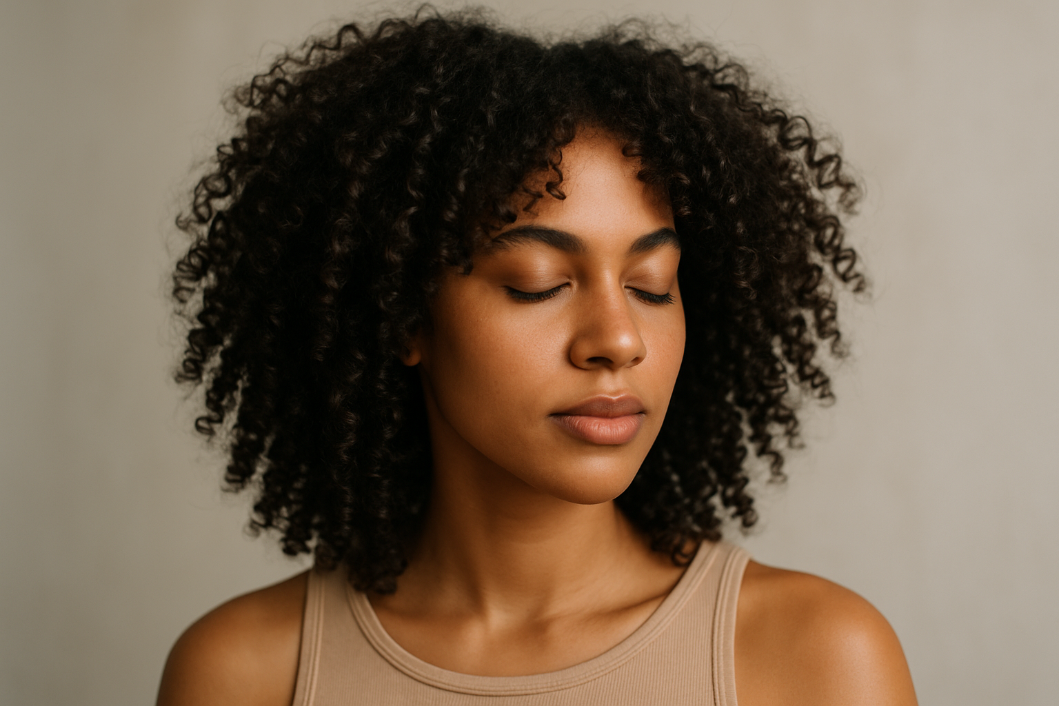 Capelli ricci naturali con definizione morbida e lucentezza